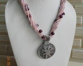 Necklace - Beautiful mother's day gift  Light pink,Retro, smart 18 " long Pendant necklace with matching earings best for  summer