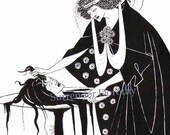Dancer's Reward From Solome Oscar Wilde Creepy Vintage Drawing Aubrey Beardsley 1891