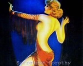 Lady In Red  Pinup Girl Risque Poster Print To Frame Cheesecake Art 1930s By Irene Patten