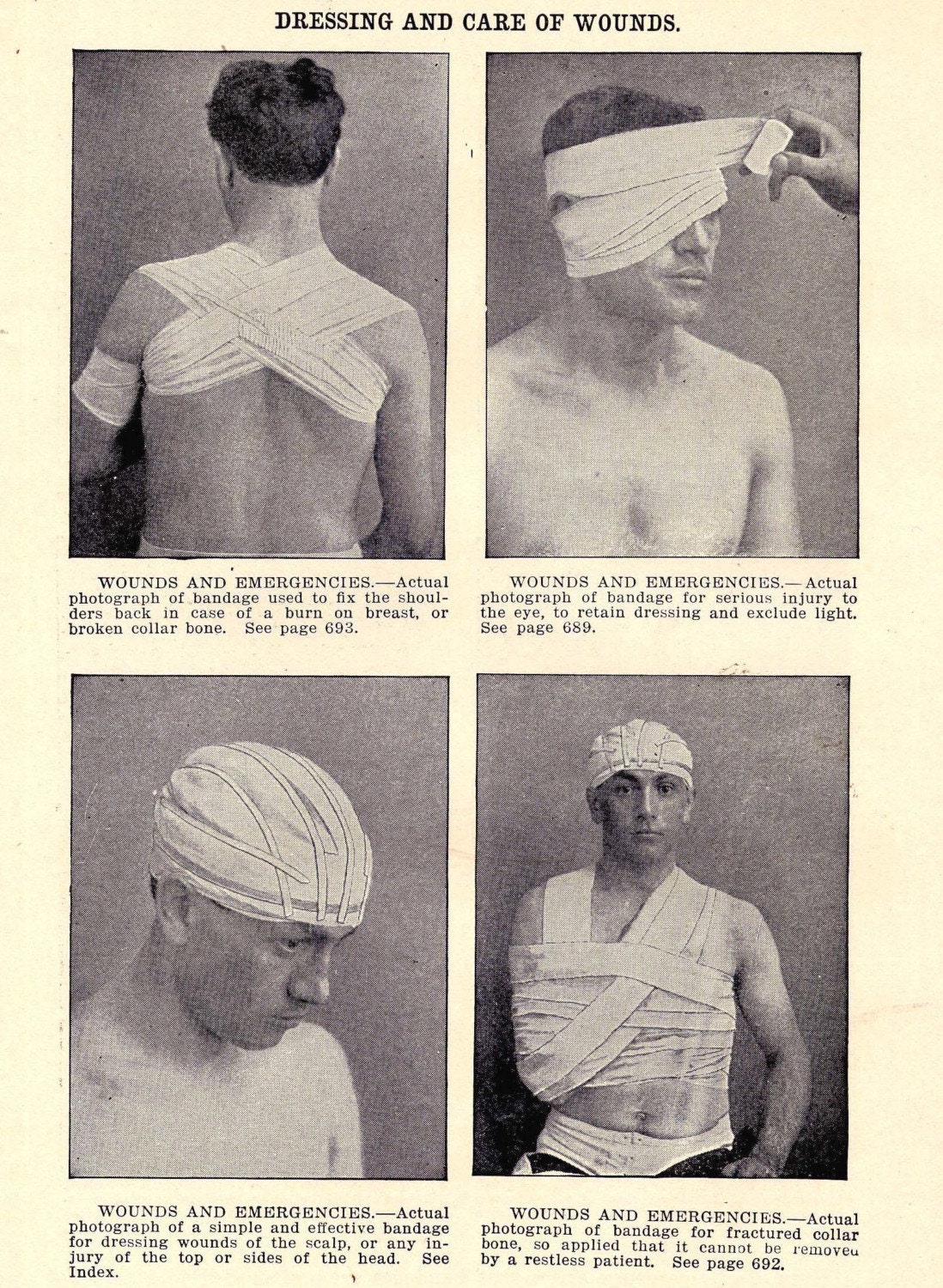 Dressing Care Of Wounds Medical First Aid Chart Edwardian Era 1908 Rotogravure Illustration