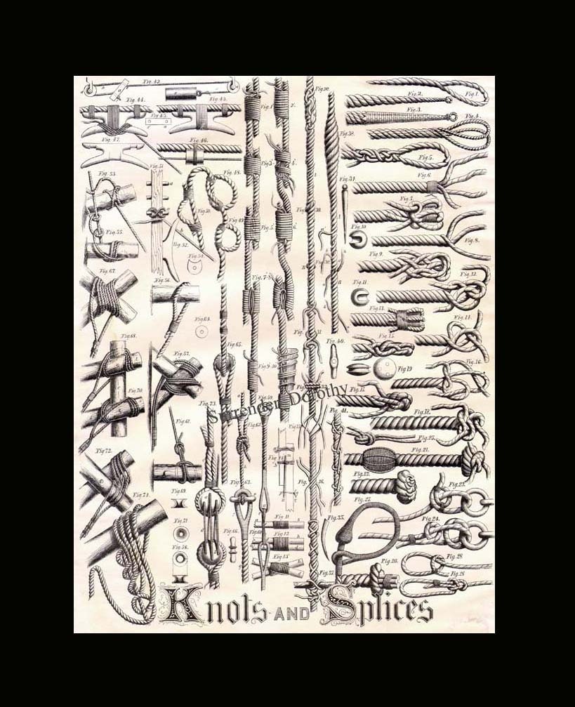 Knots & Splices 1871 Steampunk Victorian Era Nautical Illustration For Framing