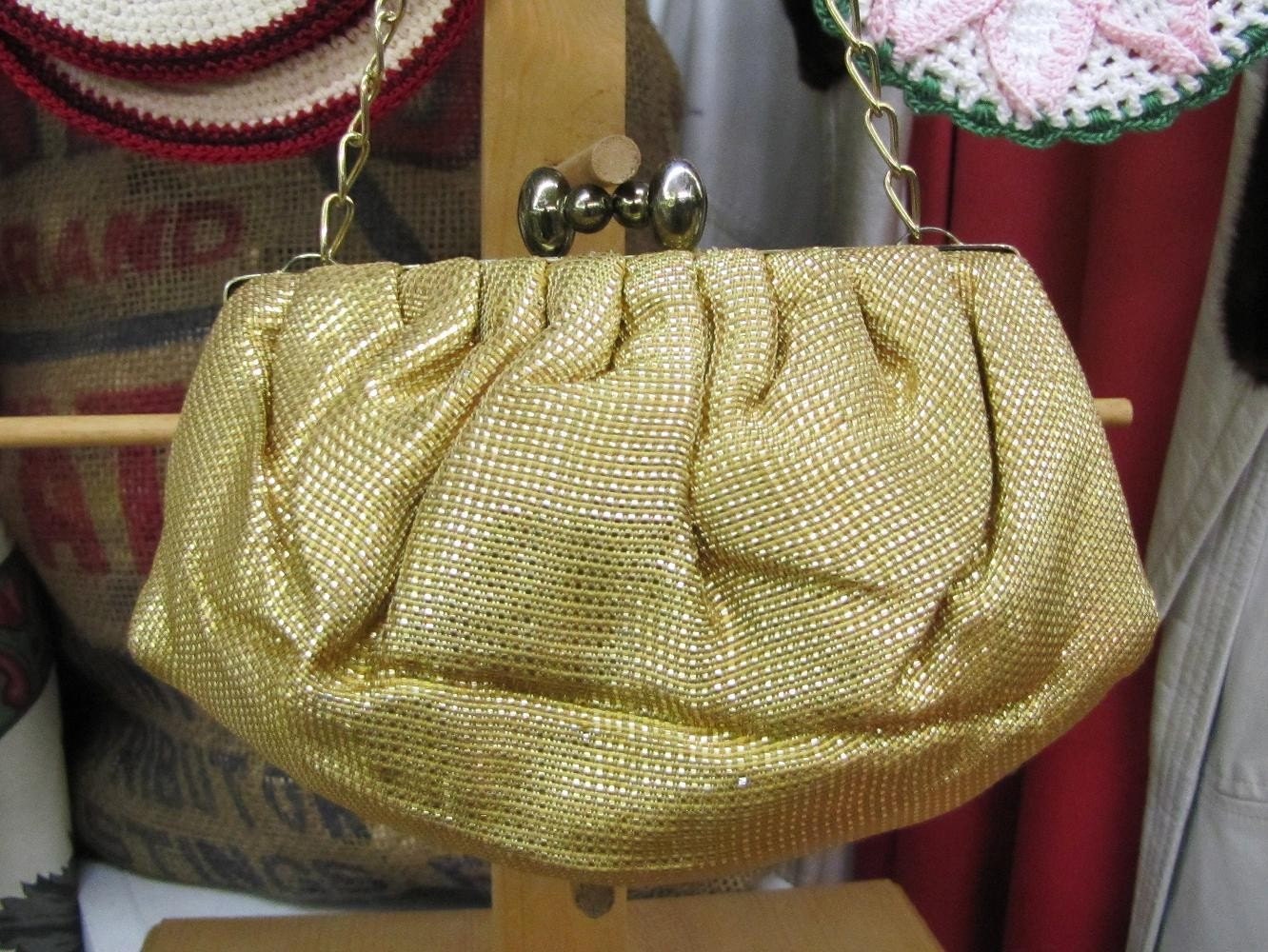 Vintage 1940's Small GOLD LAME Pouch Style Purse