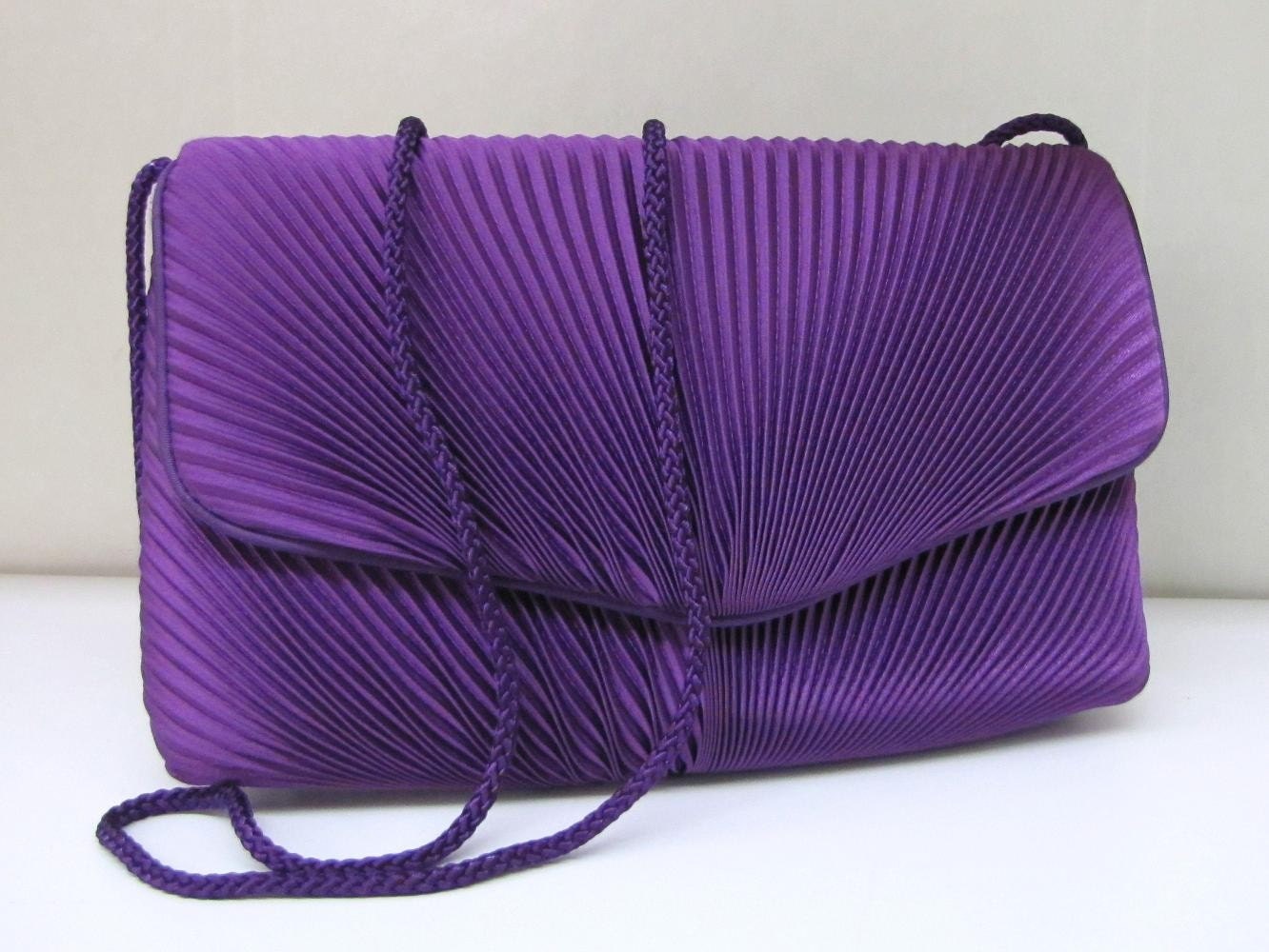 Vintage PURPLE SILK 80's Shoulder Bag Purse