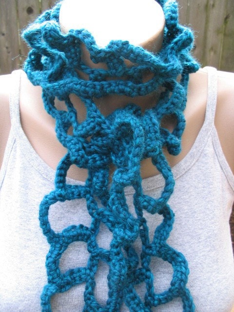 Freeform Ladder Scarf - Peacock