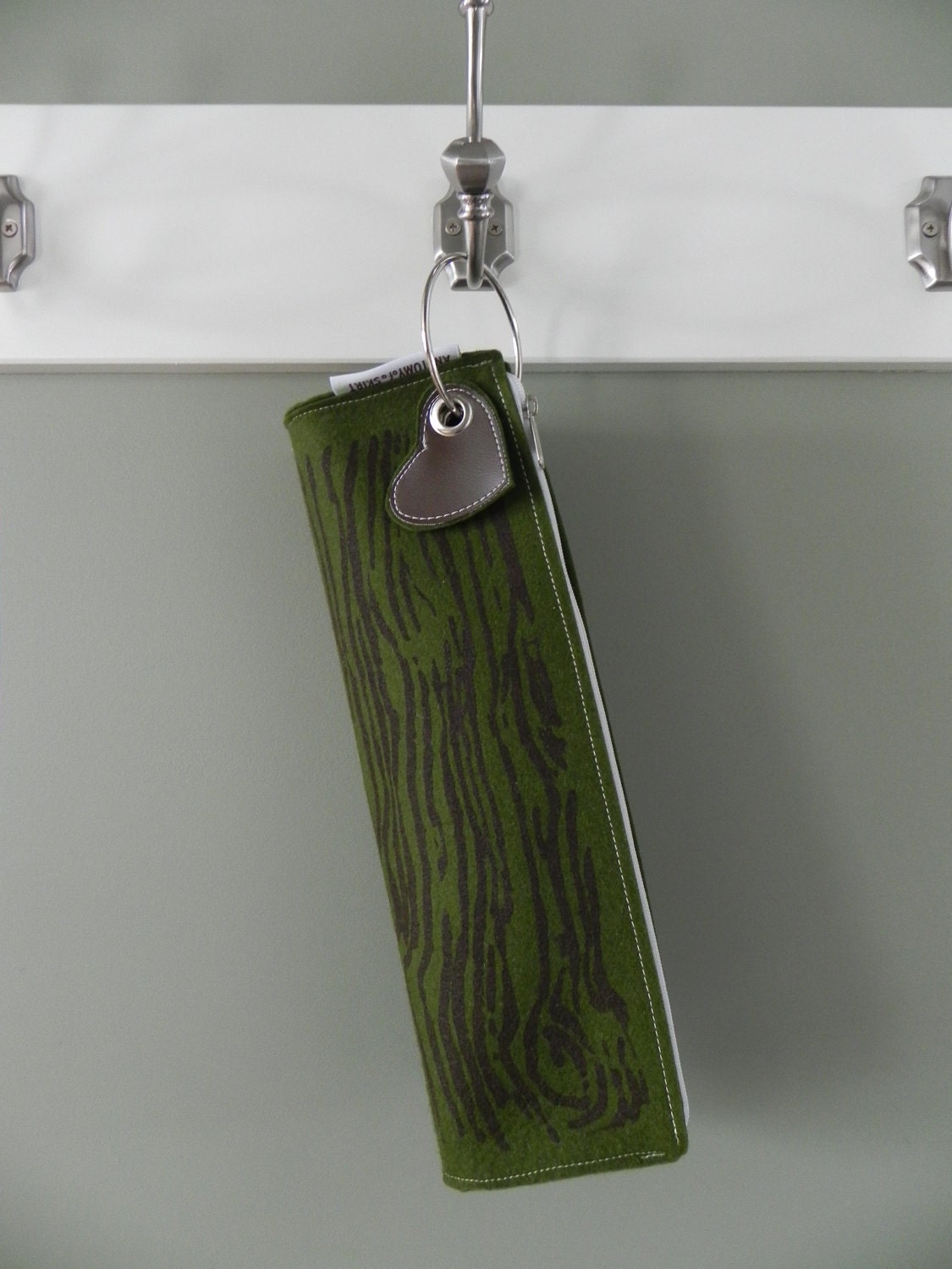 Woodgrain Loglet Log Wristlet in Moss and Brown