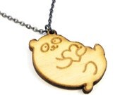 Panda Heart Wood Charm Necklace