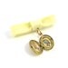 Fancy Bow Locket Brooch with Miniature Pink and Blue Bird Drawings