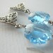 SALE Vintage Blue Swarovski Crystal Flower and Silver Filigree Earrings