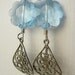 SALE Vintage Blue Swarovski Crystal Flower and Silver Filigree Earrings