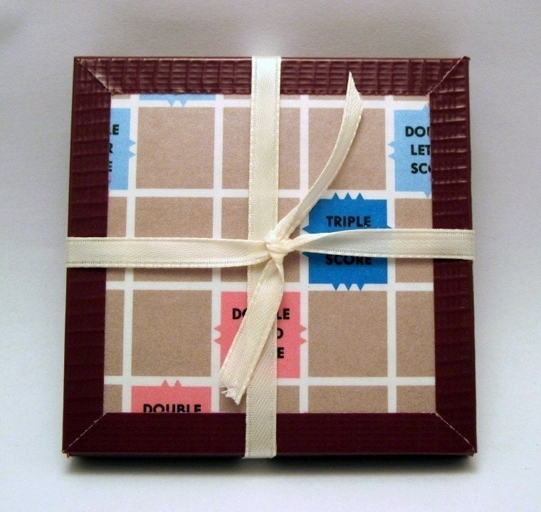 Board Game Coaster Set - Recycled Scrabble Game
