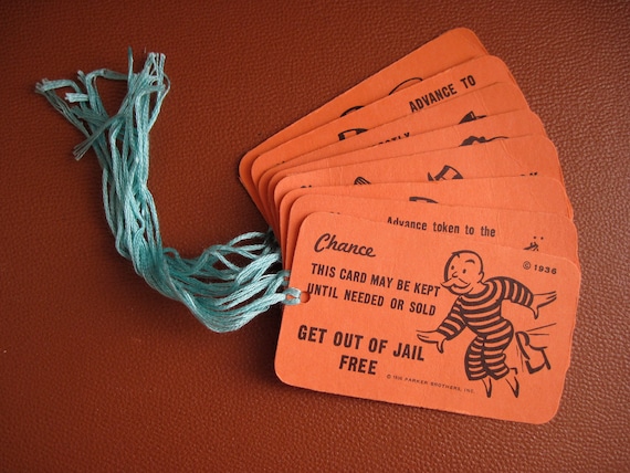 Recycled Gift Tags - Monopoly Chance cards