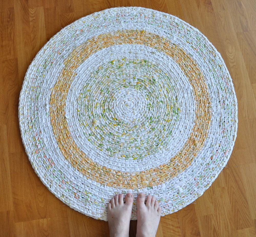 Area Rug - Large Crochet Mat - Citrus Colors - Upcycled by EKRA