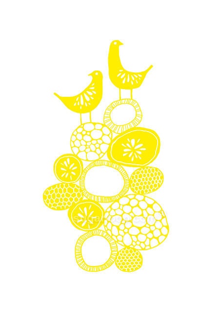 Lemon Yellow Citrus Birds - Signed Giclee Art Print (A4 Paper Size) - sugarloop Lemon Yellow Citrus Birds - Signed Giclee Art Print (A4 Paper Size) - sugarloop