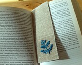 Common male fern - Bookmark in linen embroidered