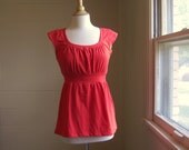 Cap Sleeve Shirt with Empire Waist and Gathered Front - Made to Order