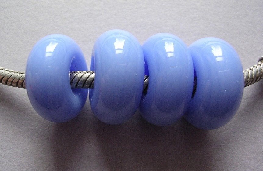 Handmade Lampwork Glass Beads Periwinkle Ericabeads European Charm Beads BHB Big Hole Beads (4)