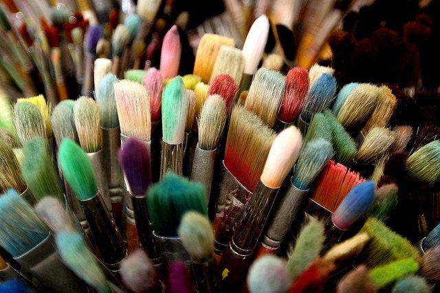 Rainbow Paintbrushes in an Art Room 8x10 - fine art photography print