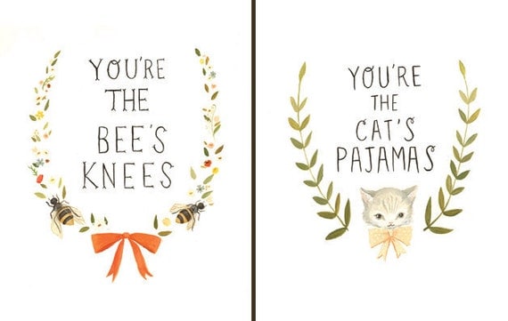 Postcard Set: Bee's Knees & Cat's Pajamas