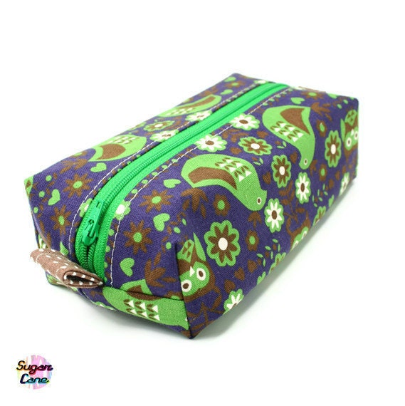 Box Pouch : Scandi Birds and Owls Deep Purple