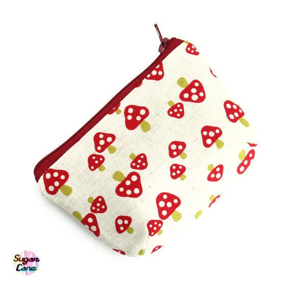 Petite Zipper Coin Purse - Many Mushrooms