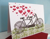 tandem bike love- Gocco screenprinted folded card