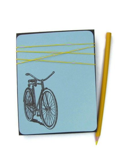 Bikes 5 pack- Gocco screenprinted flatnote set