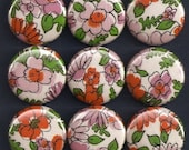 One Inch Magnet Set - Vintage Fabric Flowers