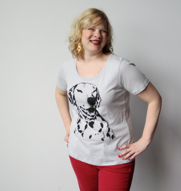 SALE: Women's Dalmation Scoopneck Tshirt in Gray - sizes M, L, XL