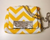 SALE MAROL Cross body in yellow and white chevron with silver leather