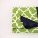 The ALEXIS Clutch in green lattice with navy blue