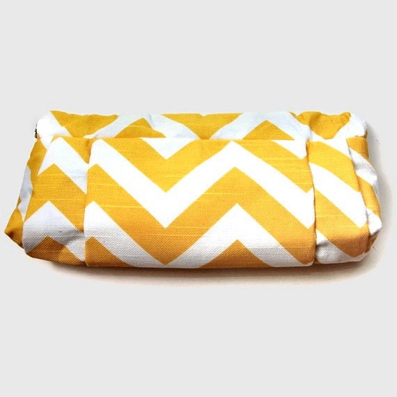 The FLEUR Clutch in yellow and white chevron stripe. SALE