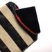Canopy Stripe Leather Pouch in Navy and Turquoise. SALE