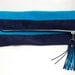Canopy Stripe Leather Pouch in Navy and Turquoise. SALE