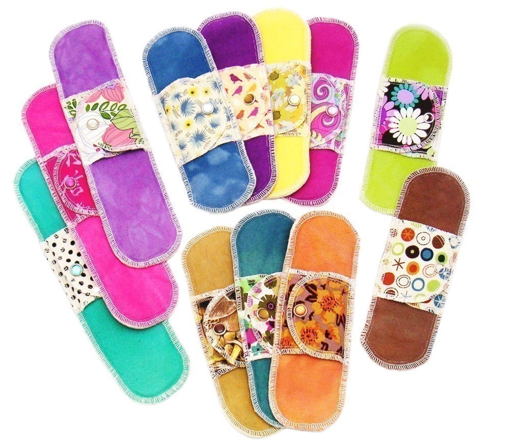 Cloth Menstrual Pads - Full Moon Collection - 12 Moonpads Organic Reusable Cloth Menstrual Pads