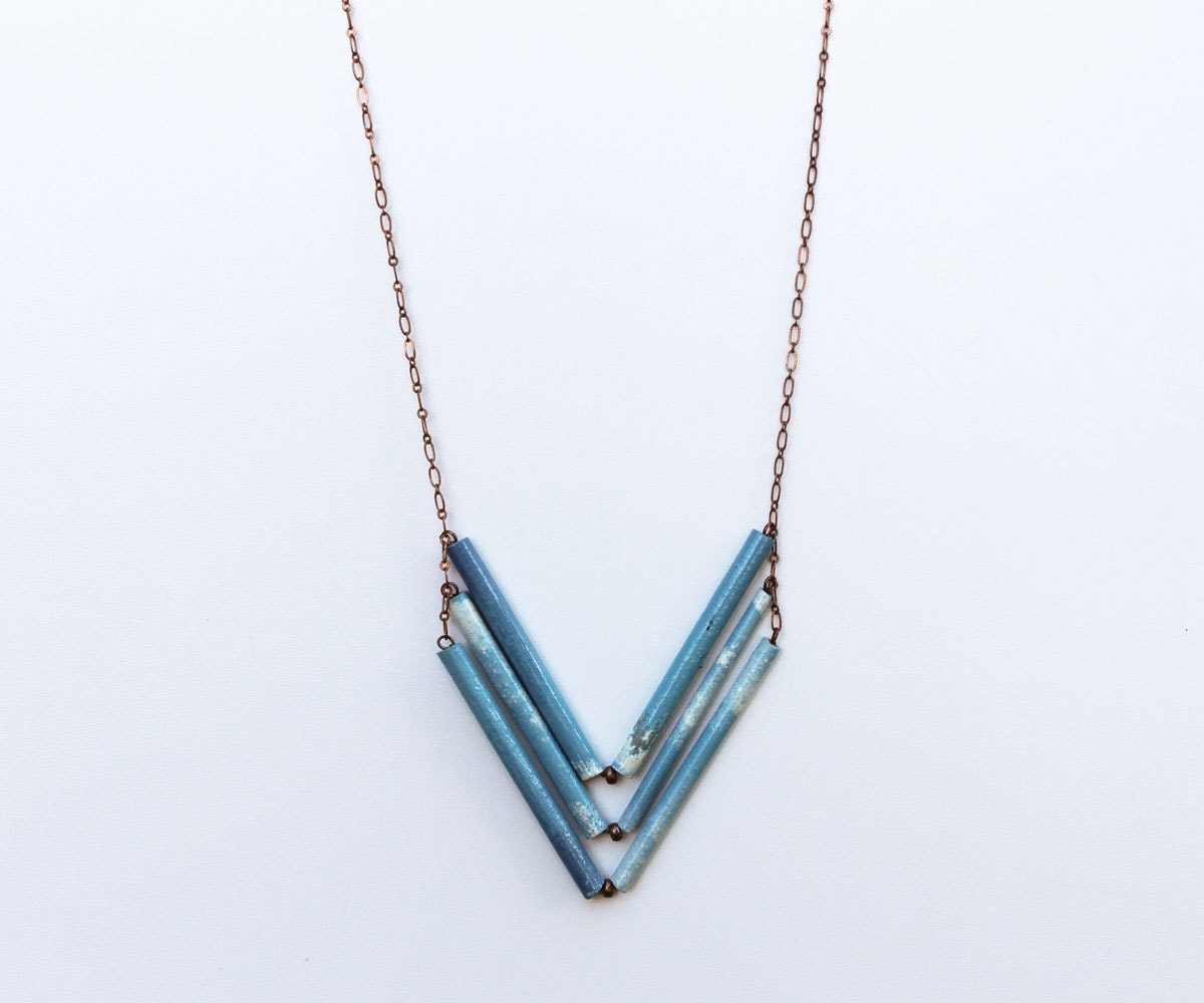 Blue Clouds Chevron Necklace