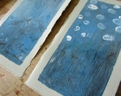 The Air and Snowfall casein paintings on paper Set of 2