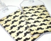 cute Luggage Tags - set of Two - Mustache Cloud - moustache print - men's and women's travel accessories