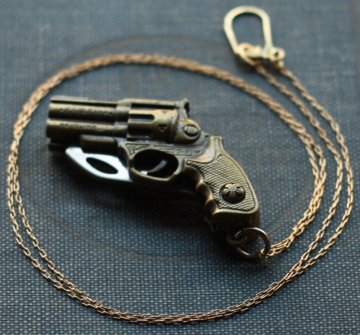 Revolver Gun Shaped Pocket Knife Necklace
