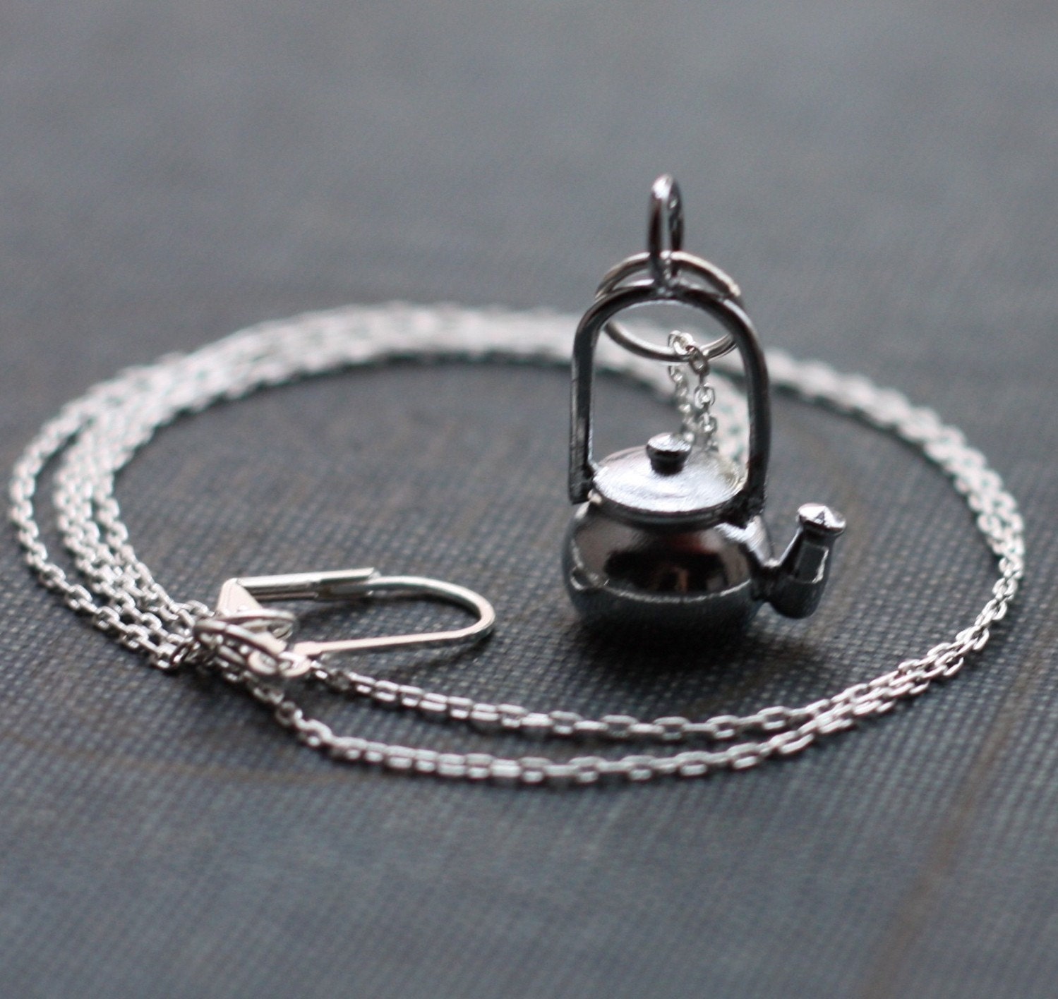 Teapot Necklace Tea Kettle European Silver