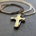 Cross Pocket Knife Necklace Gold Brass Religious Symbol
