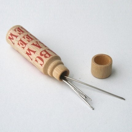 Saw See Sew Wooden Needle Case Holder