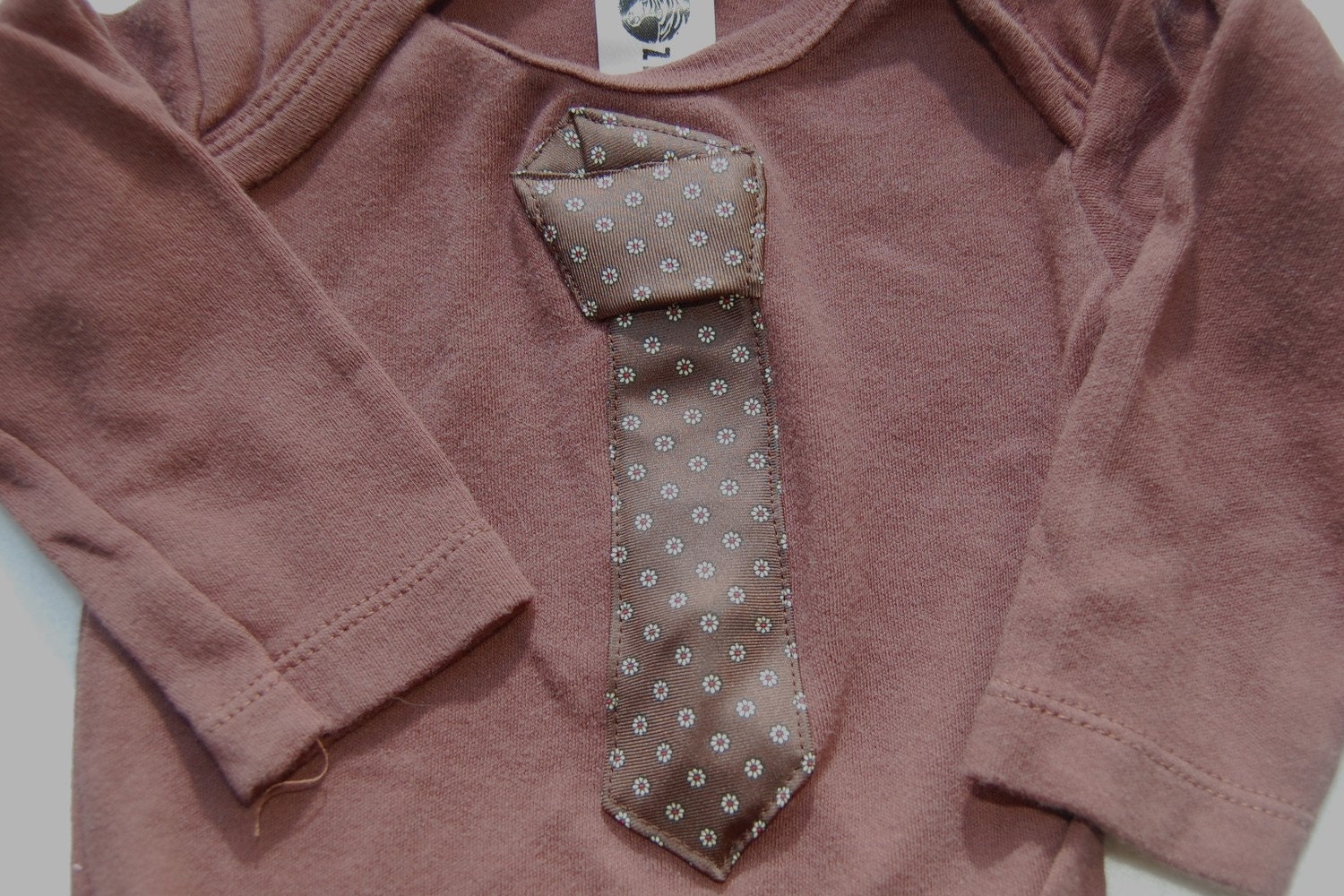 3 - 6 Months Long Sleeve Organic Cotton Tie Bodysuit for Boys