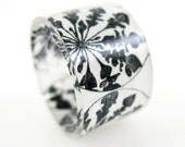 Plastic Ring, Dandelion Rosette Handmade Cstom Plastic Ring