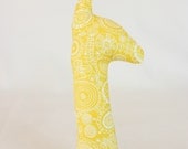 Giraffe Soft Rattle Bright Yellow Print - 100% cotton fabric and non allergenic poly fill