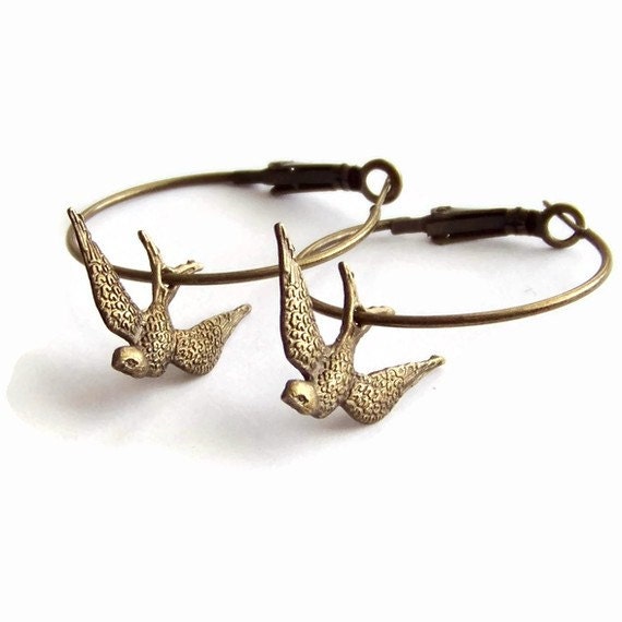 Hooped Swallows - earrings