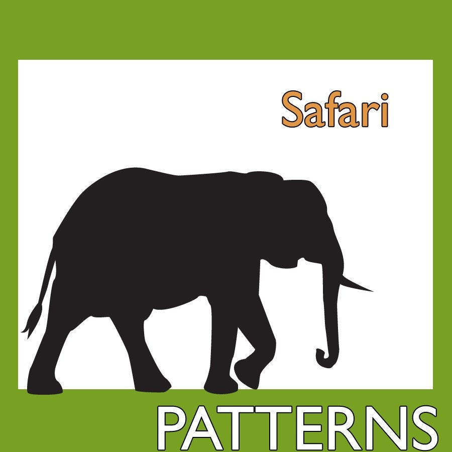Animal Outline Pattern, Embroidery, Safari Theme, Elephant, Giraffe, Pdf Printable