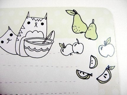 CAT Recipe Cards -  unique kawaii cute cat illustrations - 4x6 gift for mom chef vegan