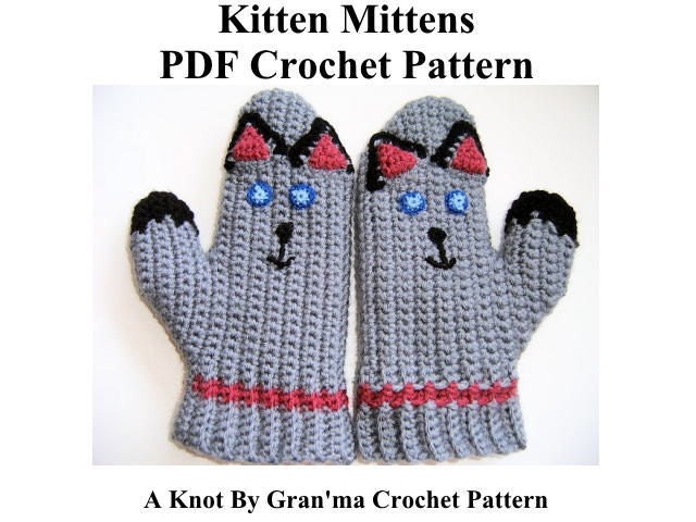 Kitten Mittens Crochet Pattern with Graph