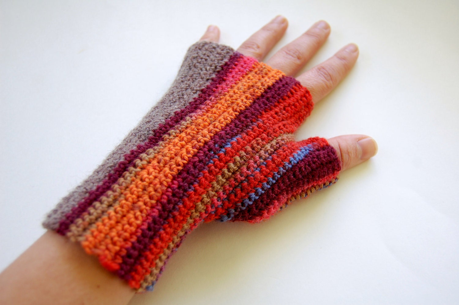 Jessabelle Mitts in Tequila Sunrise and Gray - MADE TO ORDER - knotbygranma