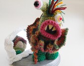 Commando Kate Crocheted Monster Sculpture OOAK Collectible Art